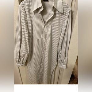 et tigre white striped cotton shirt long dress sz m/L